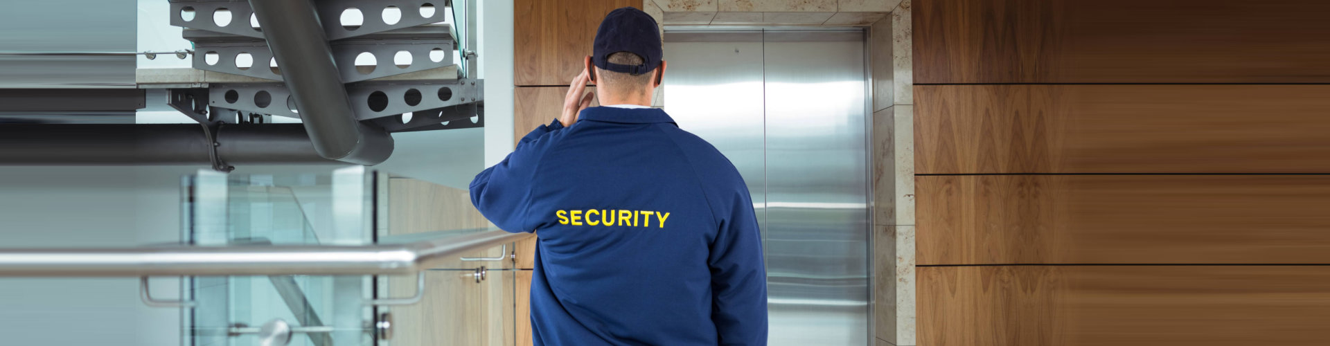 security man walking around the building