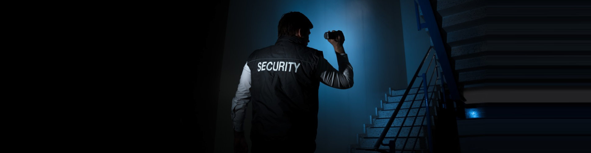 security personnel checking staircase